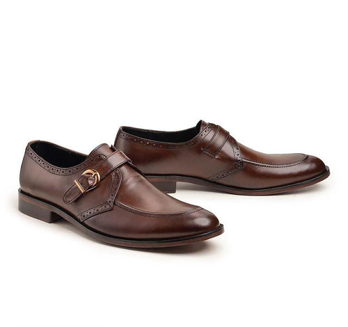 SLO-Men's Rockouf Brown Leather Formal Shoes