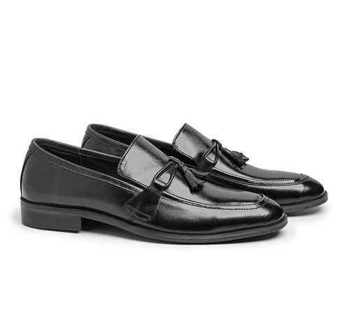 Men's Scarosso Black Leather Formal Shoes - Stylo Collections