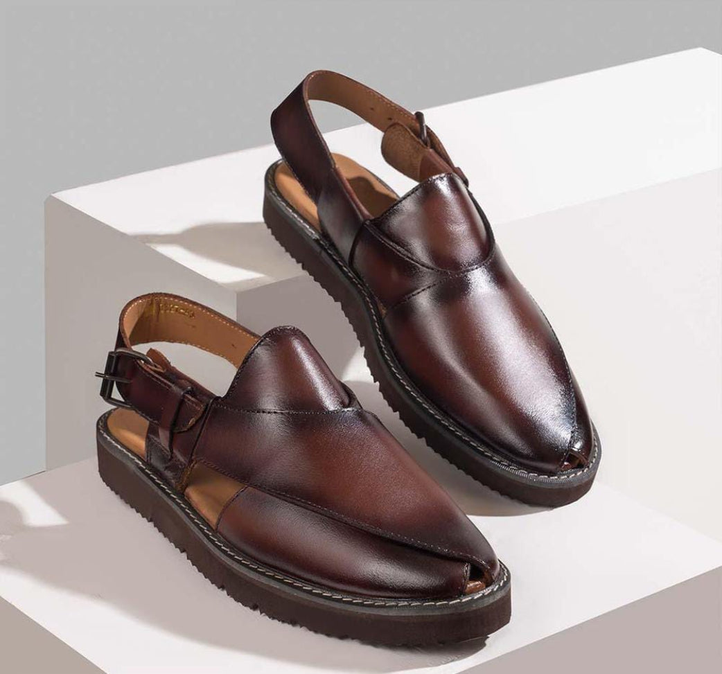 Men's Luxury Brown Leather Formal Sandal