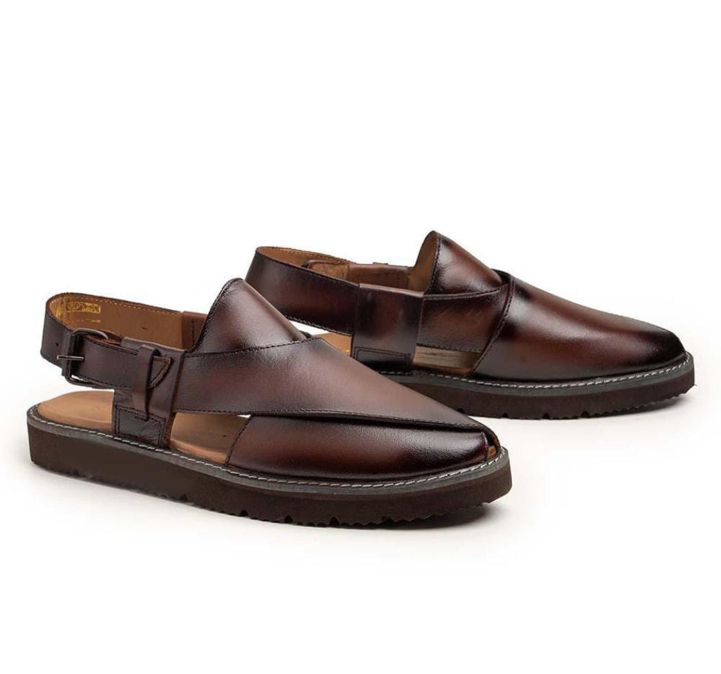 Men's Luxury Brown Leather Formal Sandal
